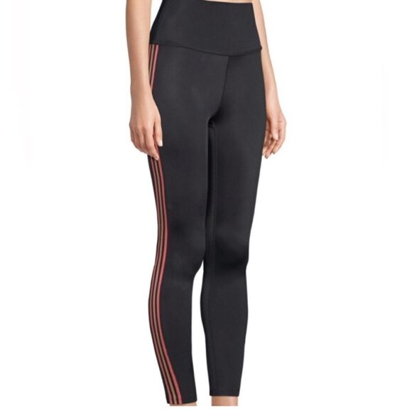 Beyond yoga lux tuxedo stripe leggings black pink - Picture 1 of 4